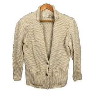vintage susan bristol cardigan Beige Shetland Wool Fisherman Cottage-core Medium